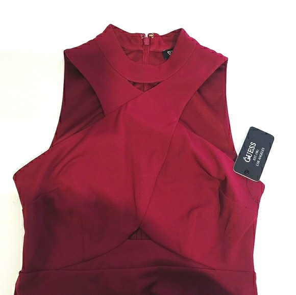 Guess Red Criss-Cross Cocktail Party Sheath Dress - Picture 6 of 7